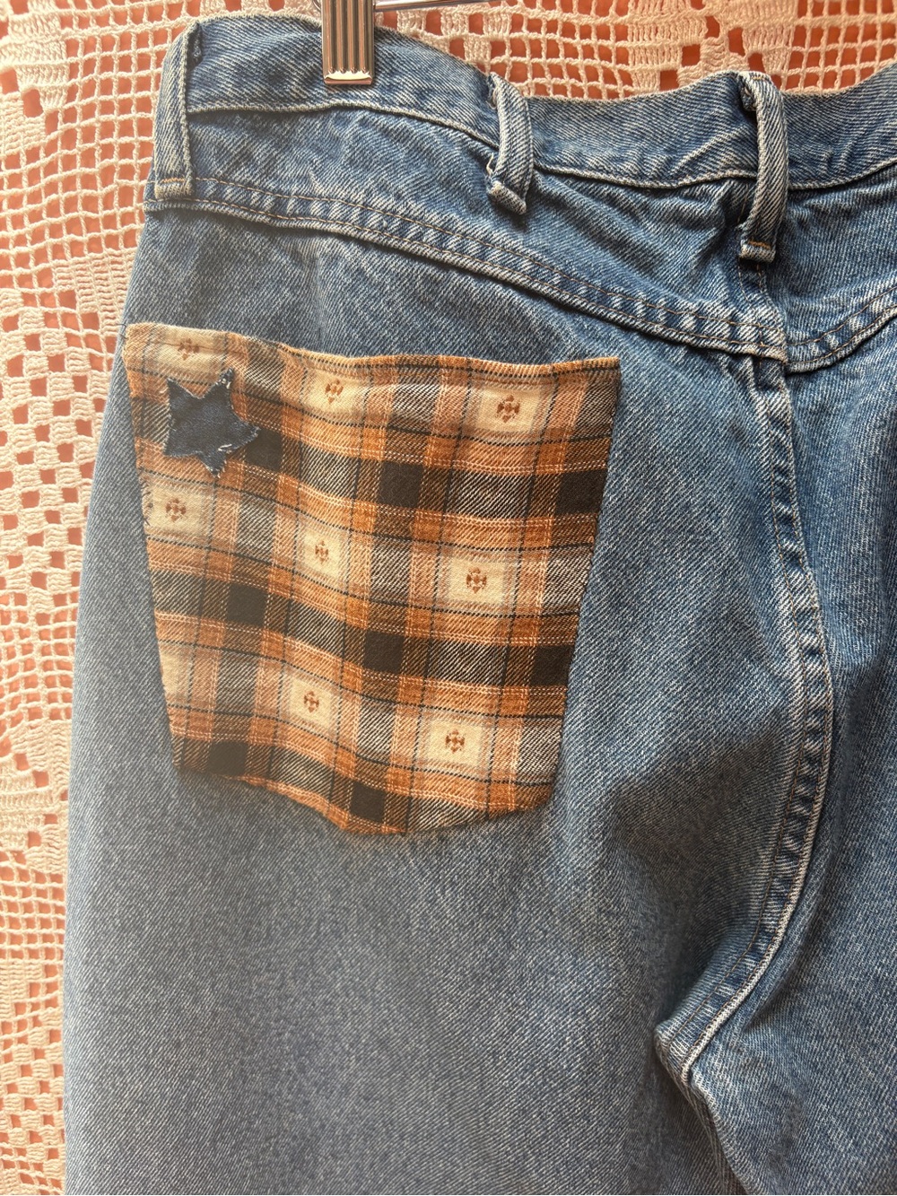 Good Ghost Upcycled Wrangler Jeans Sz Lg - Picture 2 of 11